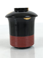 Japanese Lacquer Wood Lidded Small Kaiseki Bowl Makie Gold Dots Black Red L606