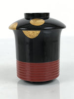 Japanese Lacquer Wood Lidded Small Kaiseki Bowl Makie Gold Dots Black Red L606