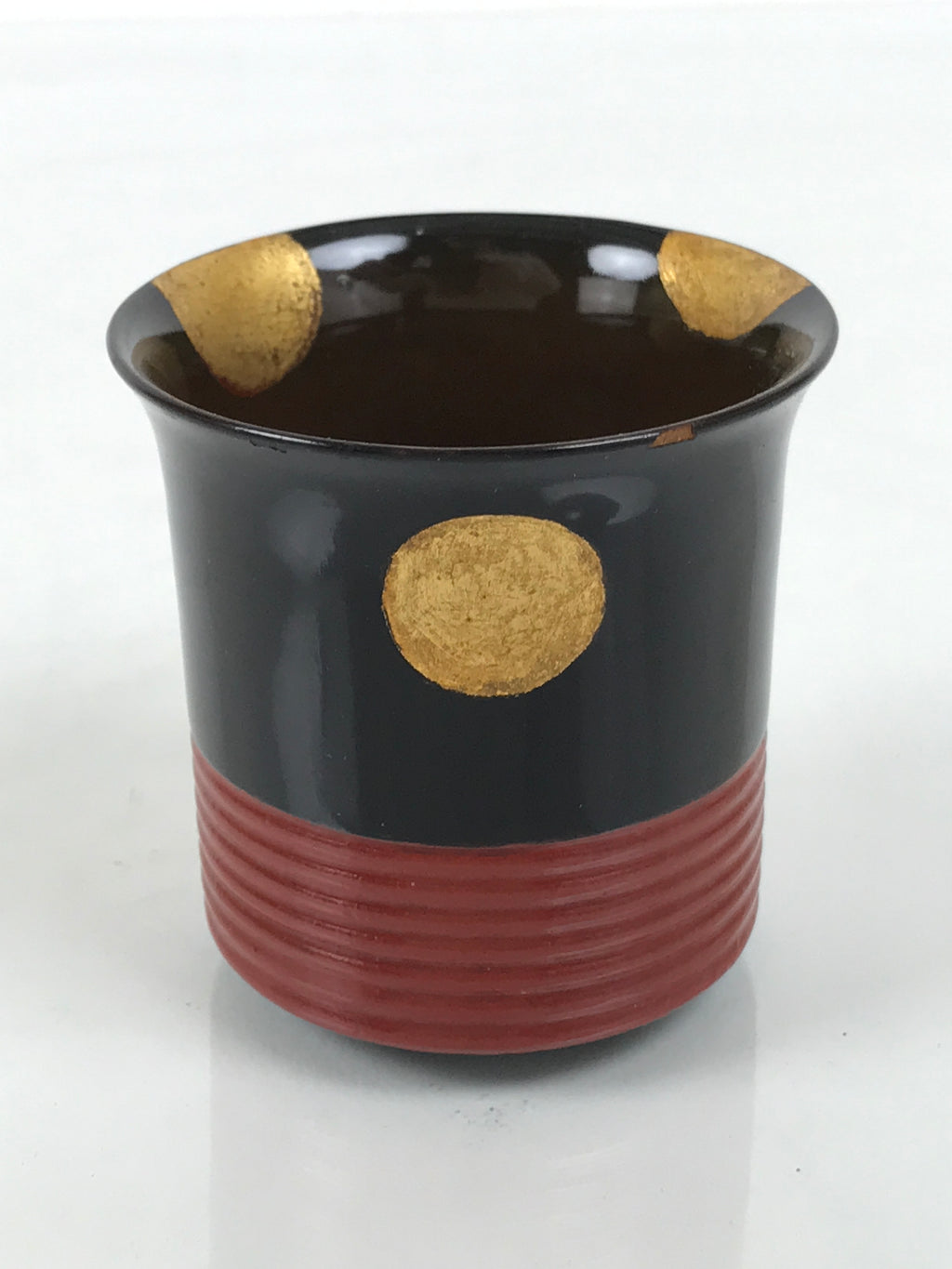 Japanese Lacquer Wood Lidded Small Kaiseki Bowl Makie Gold Dots Black Red L606