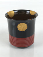 Japanese Lacquer Wood Lidded Small Kaiseki Bowl Makie Gold Dots Black Red L606