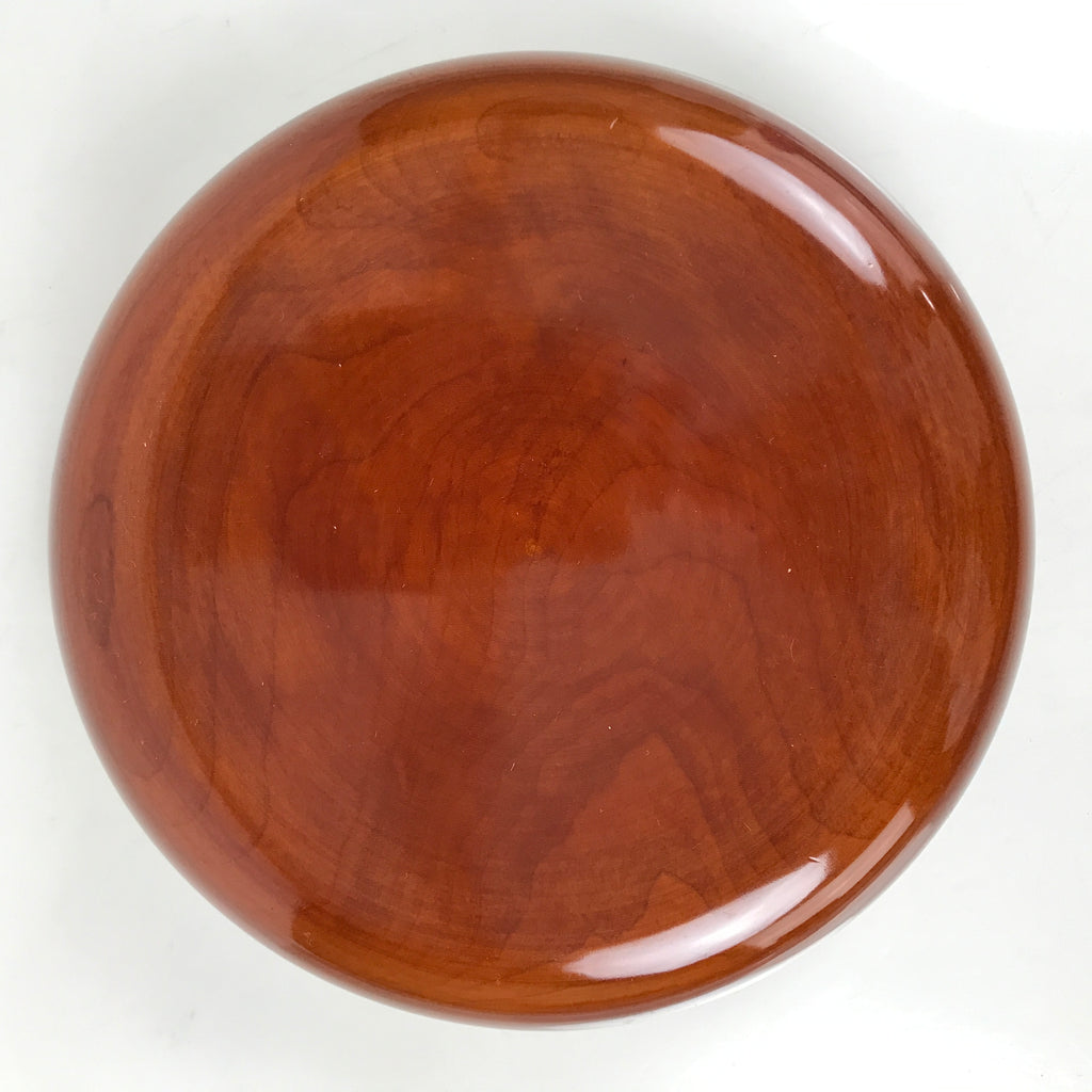 Japanese Lacquer Wood Lidded Tray Kashiki Vtg Shunkei-Nuri Round Brown LWB111