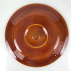 Japanese Lacquer Wood Lidded Tray Kashiki Vtg Shunkei-Nuri Round Brown LWB111