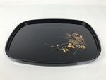 Japanese Lacquer Wood Serving Tray Obon Aizu-Nuri Rectangle Makie Black LWB140