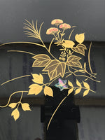 Japanese Lacquer Wood Serving Tray Obon Aizu-Nuri Rectangle Makie Black LWB140