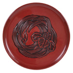 Japanese Lacquer Wood Serving Tray Vtg Kamakurabori Carved Iris Wreath LWB173