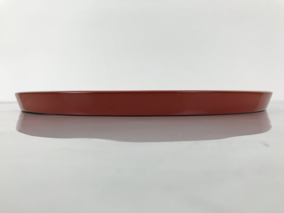 Japanese Lacquer Wood Serving Tray Vtg Miyazaki Shikki Hibiscus Round Black L547