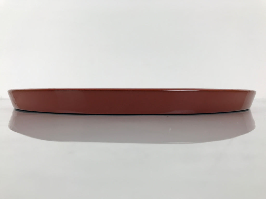 Japanese Lacquer Wood Serving Tray Vtg Ryukyu Shikki Hibiscus Round Black L548