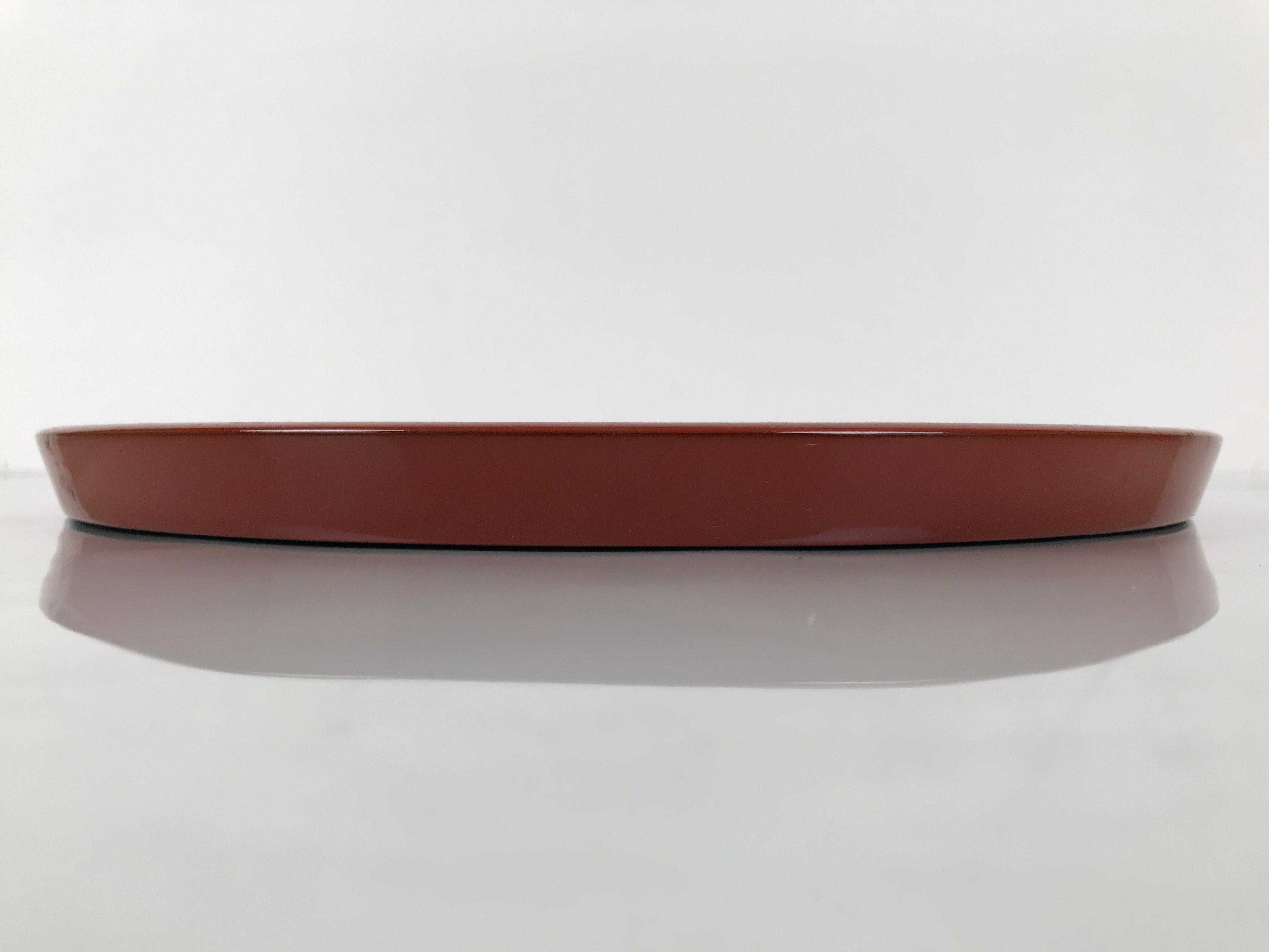 Japanese Lacquer Wood Serving Tray Vtg Ryukyu Shikki Hibiscus Round Black L548