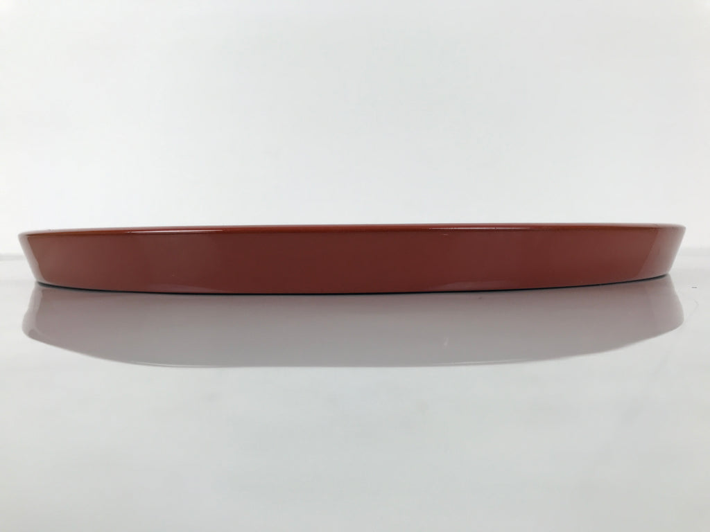 Japanese Lacquer Wood Serving Tray Vtg Ryukyu Shikki Hibiscus Round Black L548