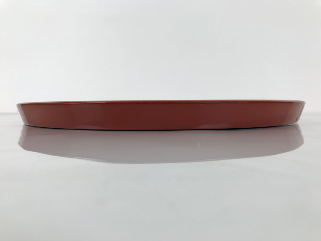 Japanese Lacquer Wood Serving Tray Vtg Ryukyu Shikki Hibiscus Round Black L548