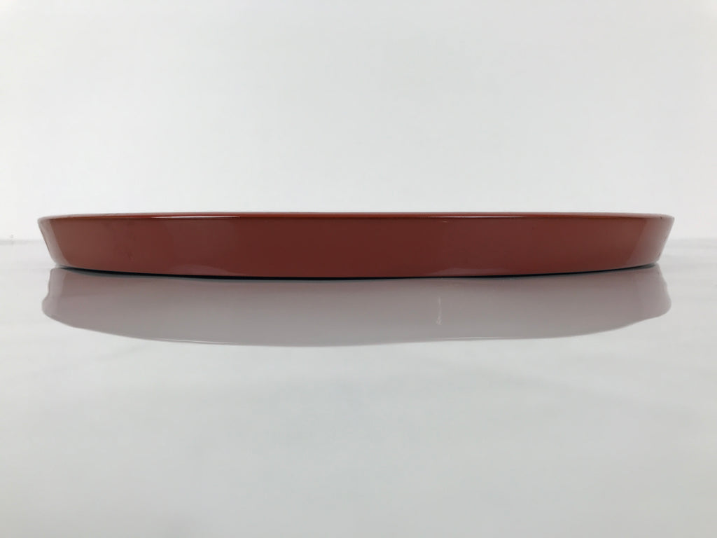 Japanese Lacquer Wood Serving Tray Vtg Ryukyu Shikki Hibiscus Round Black L548