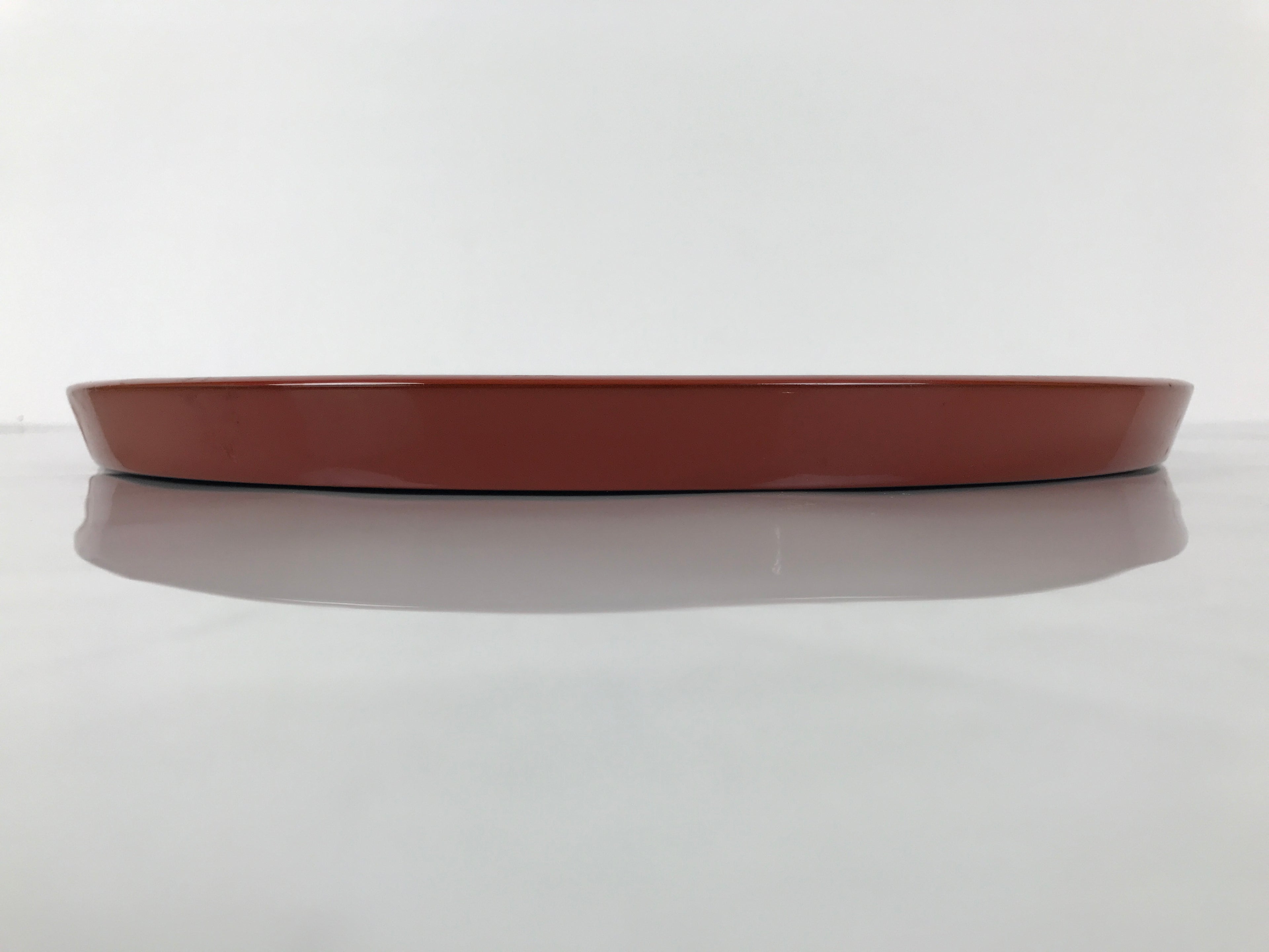 Japanese Lacquer Wood Serving Tray Vtg Ryukyu Shikki Hibiscus Round Black L548