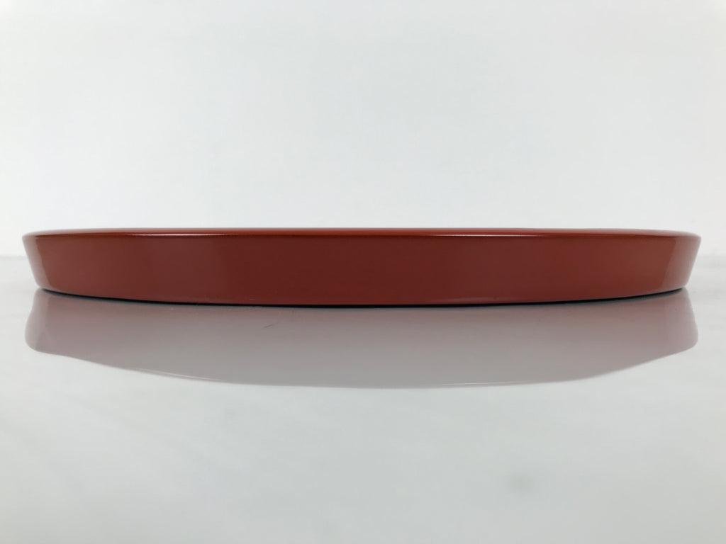 Japanese Lacquer Wood Serving Tray Vtg Ryukyu Shikki Hibiscus Round Black L549