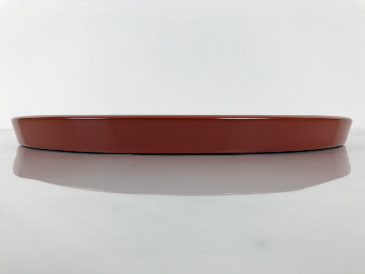 Japanese Lacquer Wood Serving Tray Vtg Ryukyu Shikki Hibiscus Round Black L549