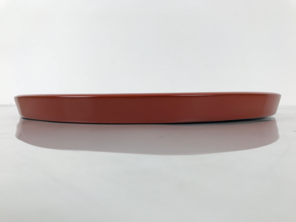Japanese Lacquer Wood Serving Tray Vtg Ryukyu Shikki Hibiscus Round Black L549