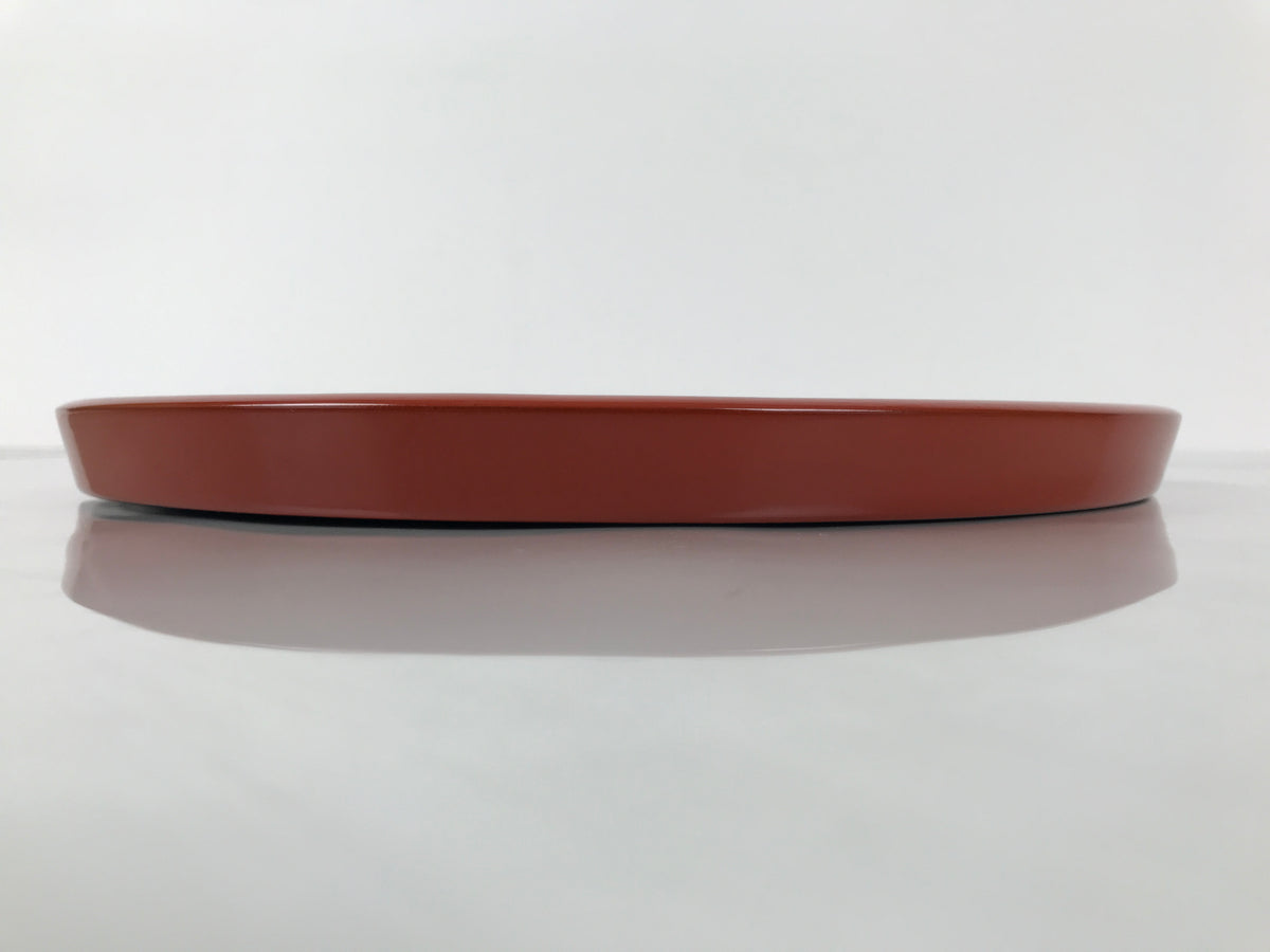 Japanese Lacquer Wood Serving Tray Vtg Ryukyu Shikki Hibiscus Round Black L549
