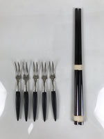 Japanese Lacquer Wood Shunkei Serving Plate Set Vtg Fish-Shape Tray Forks LWB179