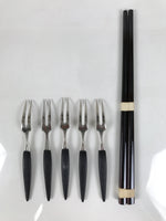 Japanese Lacquer Wood Shunkei Serving Plate Set Vtg Fish-Shape Tray Forks LWB179