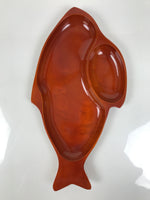 Japanese Lacquer Wood Shunkei Serving Plate Set Vtg Fish-Shape Tray Forks LWB179