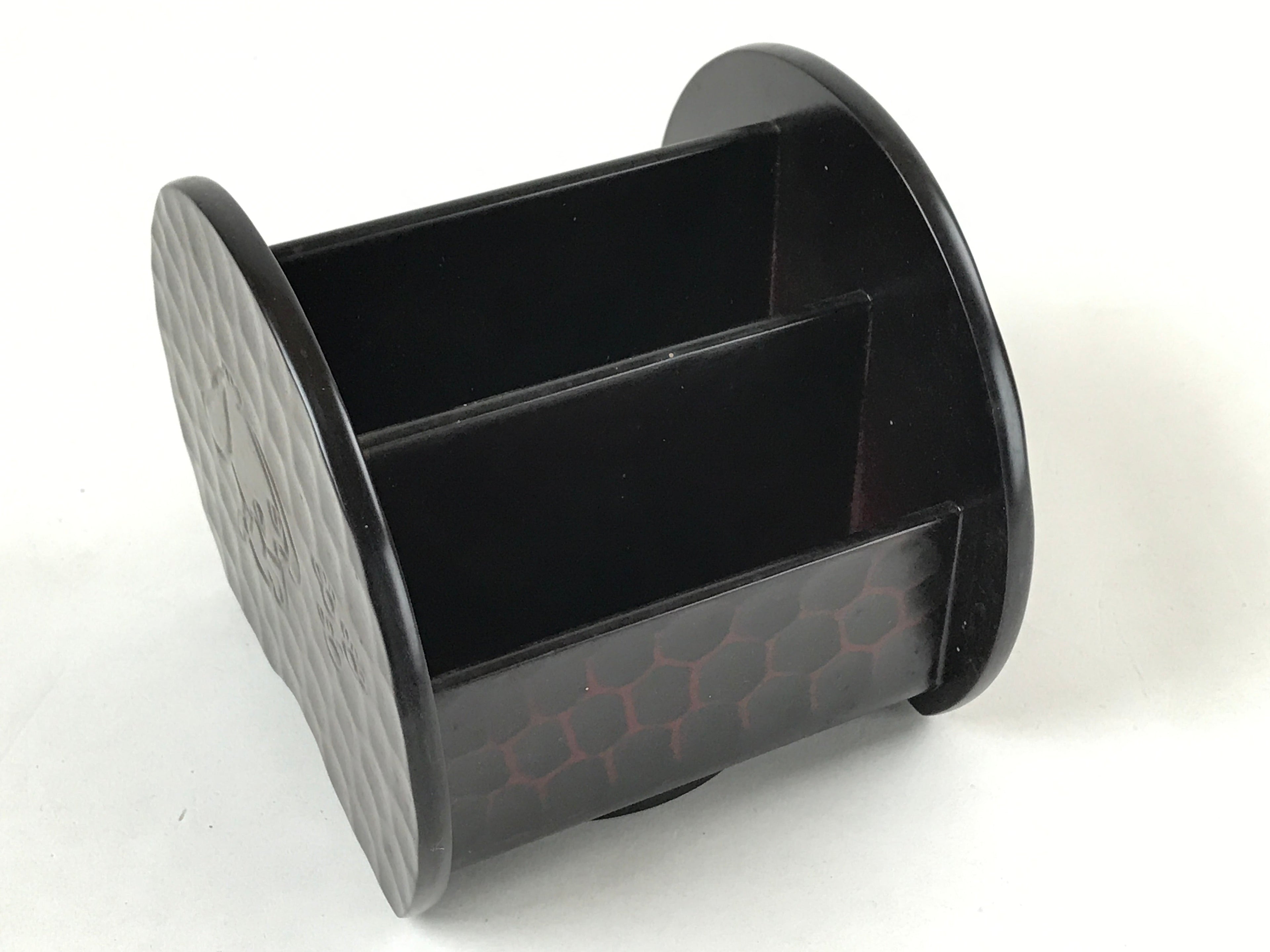 Japanese Lacquer Wood Spinning Table Organizer Box Vtg Kamakurabori Dog JK634