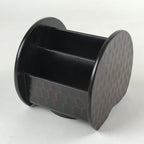 Japanese Lacquer Wood Spinning Table Organizer Box Vtg Kamakurabori Dog JK634