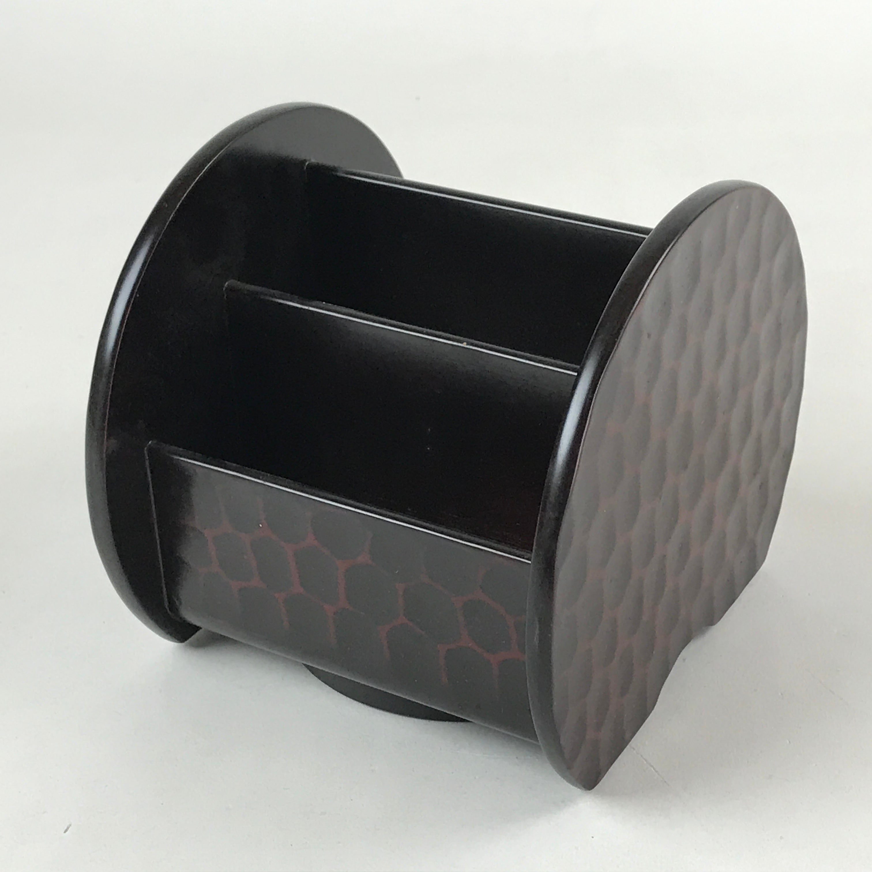 Japanese Lacquer Wood Spinning Table Organizer Box Vtg Kamakurabori Dog JK634