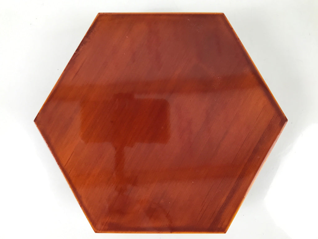 Japanese Lacquer Wood Stand Porcelain Ashtray Shunkei-Nuri Green Hexagon LWB105