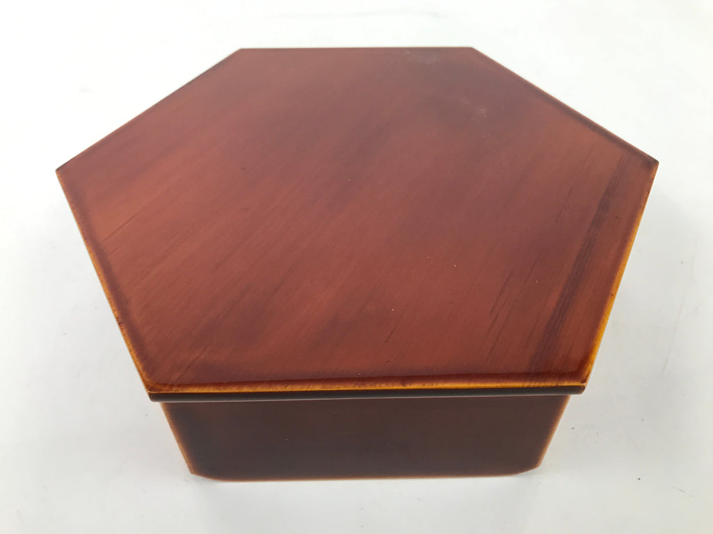 Japanese Lacquer Wood Stand Porcelain Ashtray Shunkei-Nuri Green Hexagon LWB105