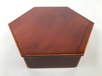 Japanese Lacquer Wood Stand Porcelain Ashtray Shunkei-Nuri Green Hexagon LWB105