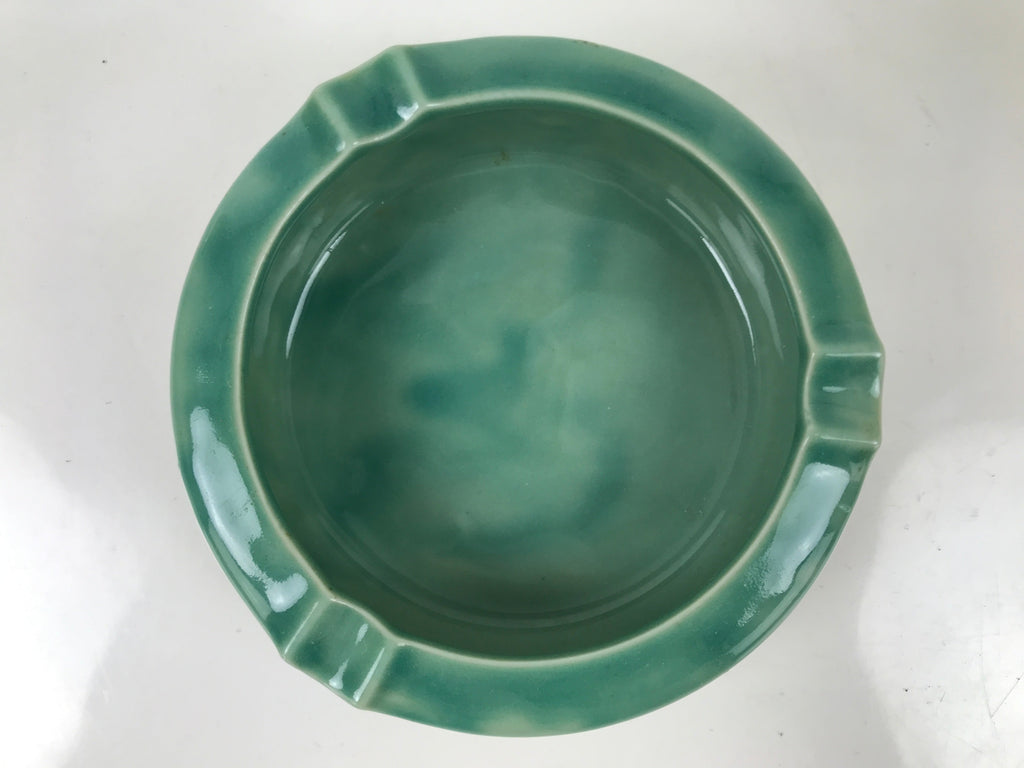 Japanese Lacquer Wood Stand Porcelain Ashtray Shunkei-Nuri Green Hexagon LWB105