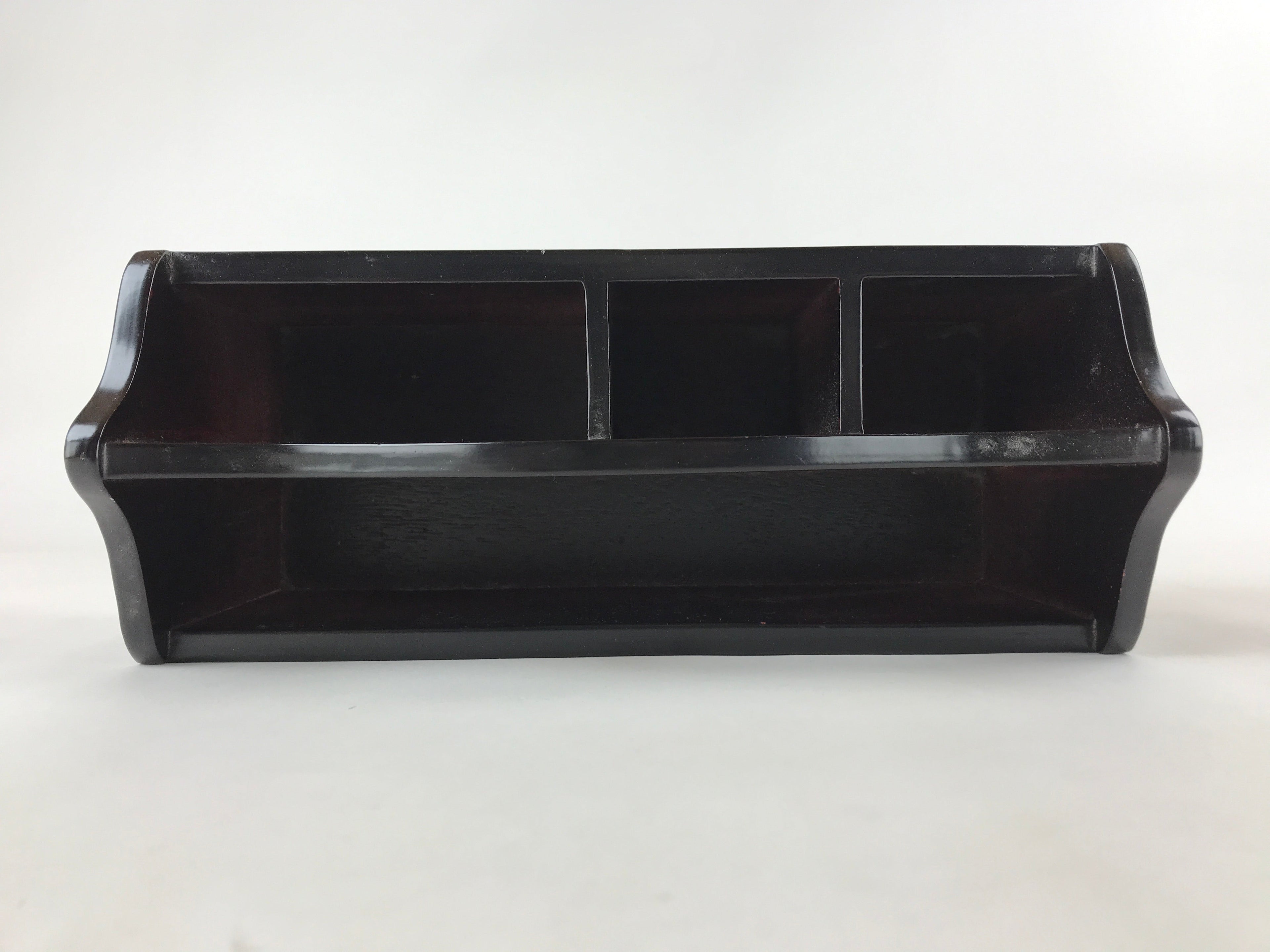 Japanese Lacquer Wood Table Organizer Box Vtg Handle Kamakurabori Rabbit JK625