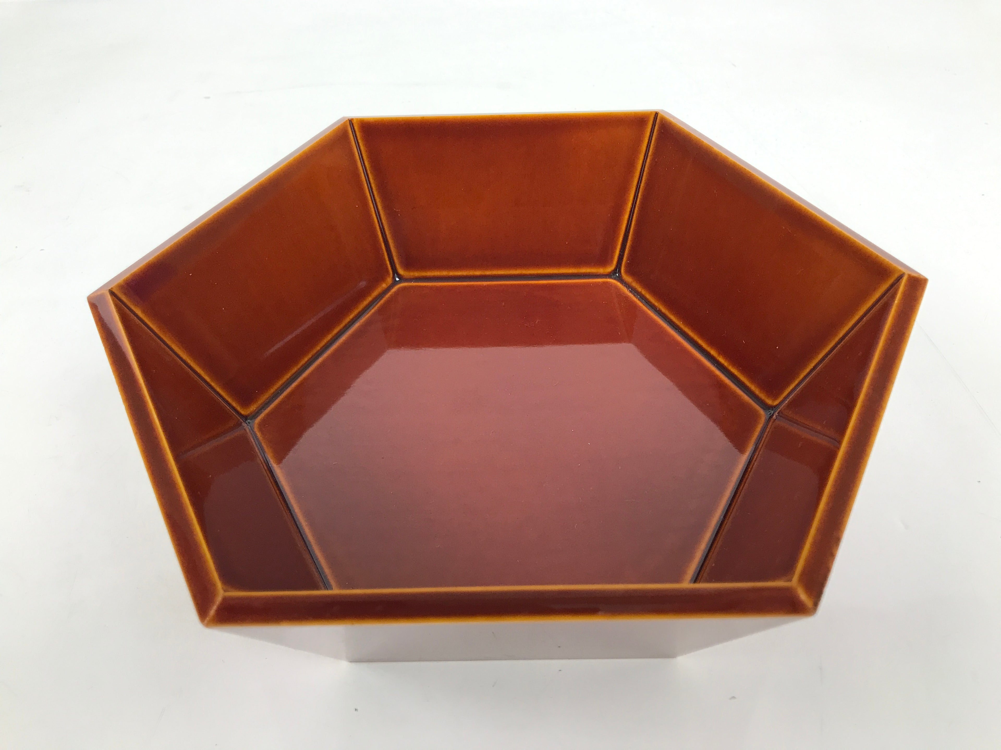 Japanese Lacquer Wooden Kashiki Snack Bowl Shunkei-Nuri Kashibachi Brown L532