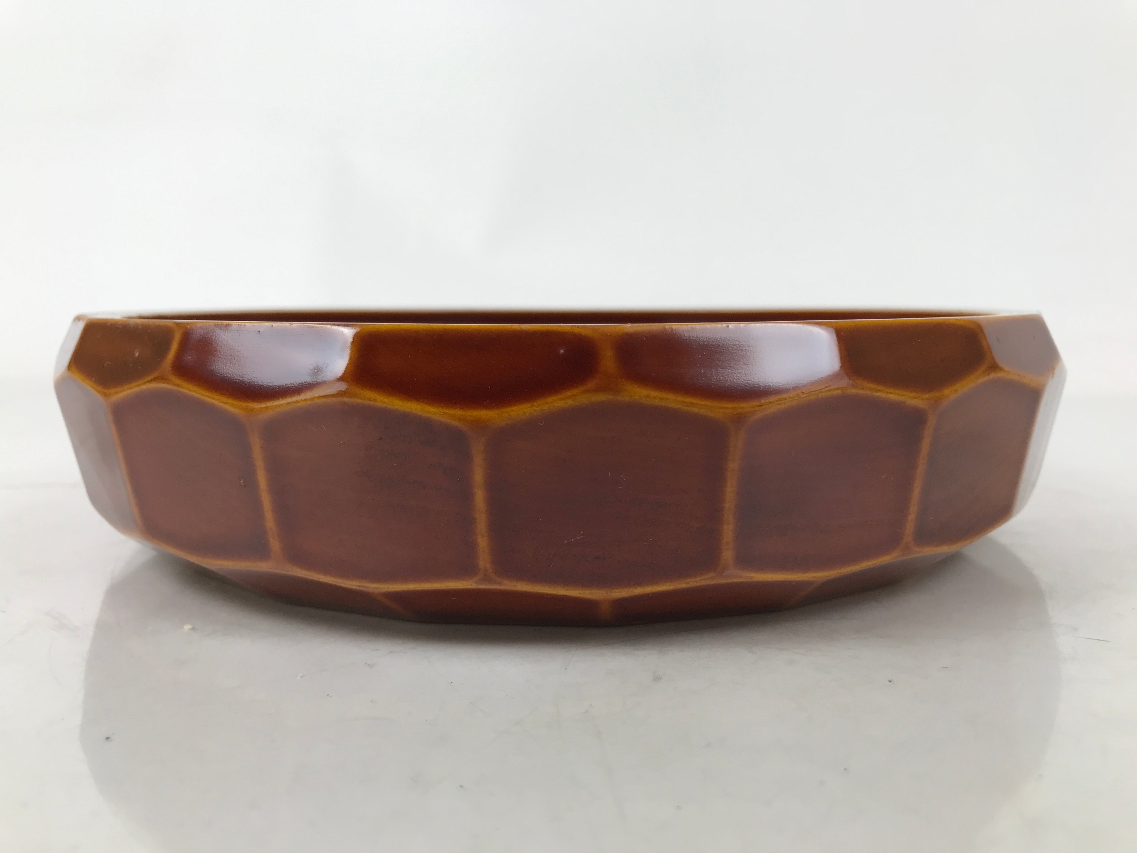 Japanese Lacquer Wooden Kashiki Snack Bowl Shunkei-Nuri Kashibachi Brown LWB118