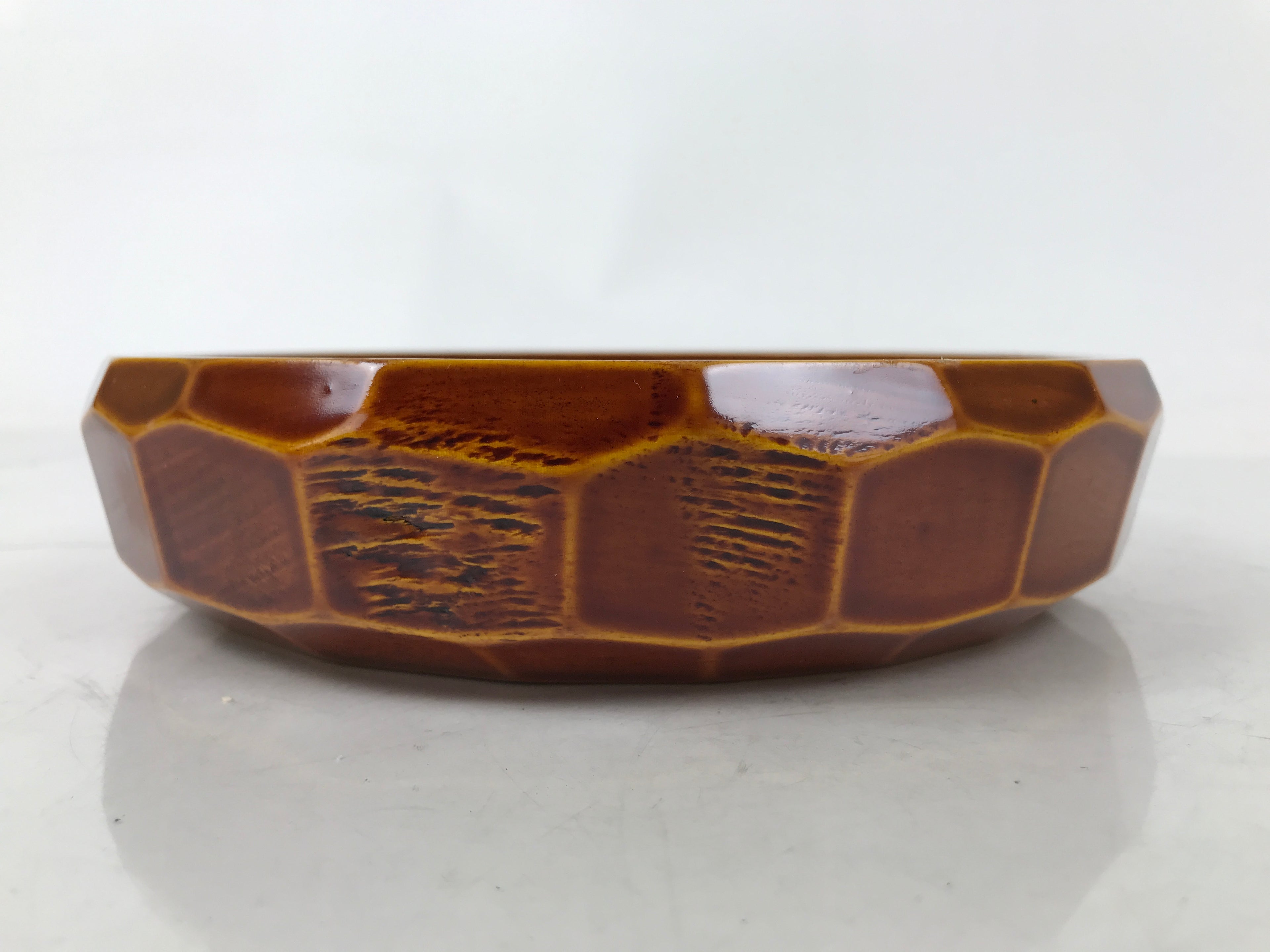 Japanese Lacquer Wooden Kashiki Snack Bowl Shunkei-Nuri Kashibachi Brown LWB118