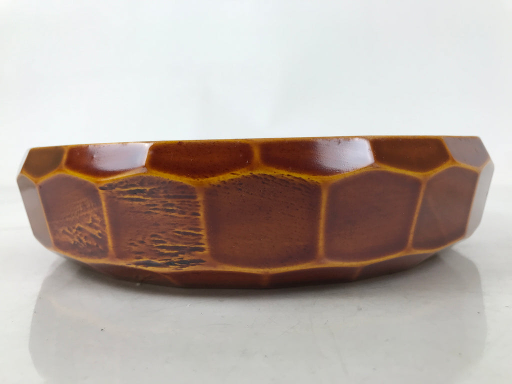 Japanese Lacquer Wooden Kashiki Snack Bowl Shunkei-Nuri Kashibachi Brown LWB118