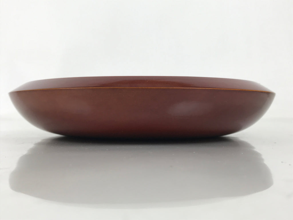 Japanese Lacquer Wooden Kashiki Snack Bowl Shunkei-Nuri Kashibachi Brown LWB170
