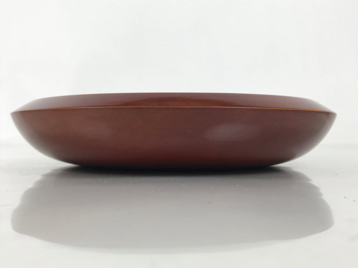 Japanese Lacquer Wooden Kashiki Snack Bowl Shunkei-Nuri Kashibachi Brown LWB170