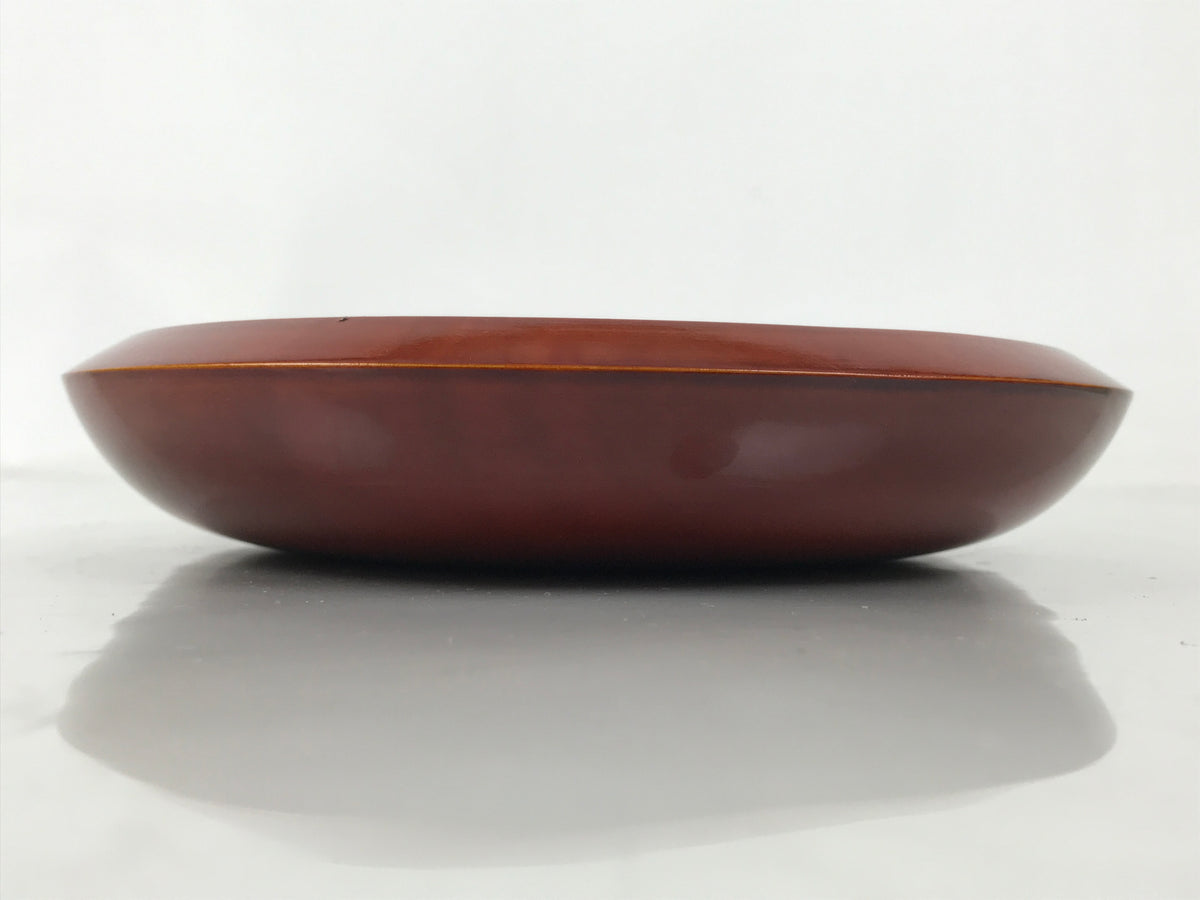 Japanese Lacquer Wooden Kashiki Snack Bowl Shunkei-Nuri Kashibachi Brown LWB170