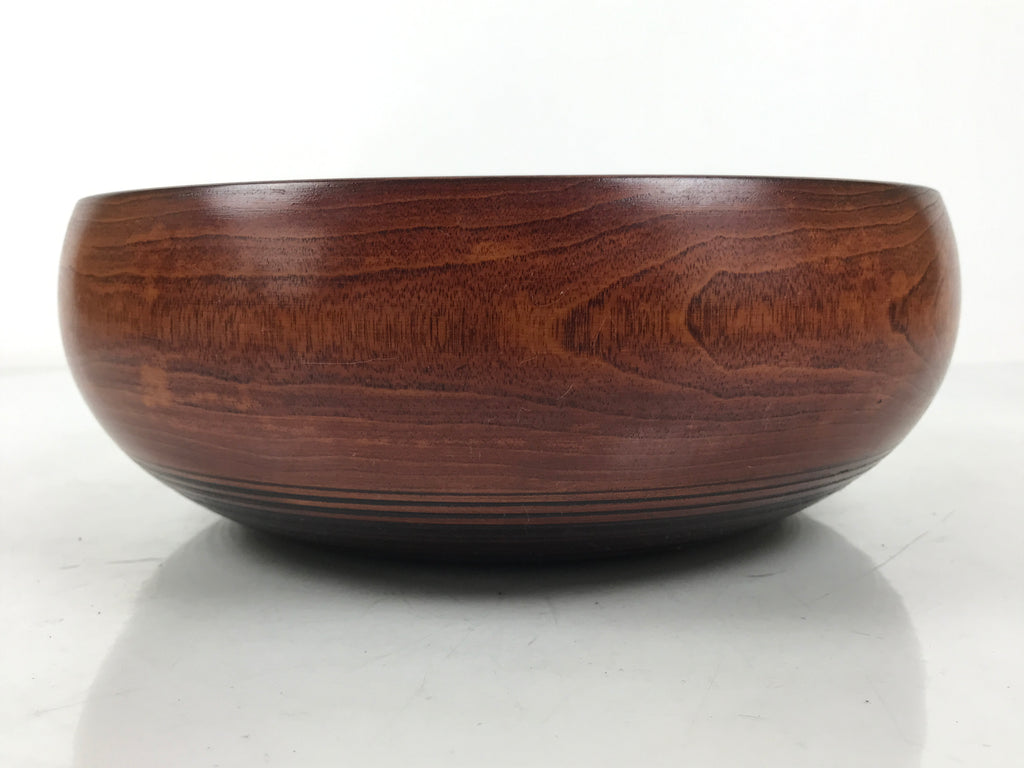 Japanese Lacquer Wooden Kashiki Snack Bowl Vtg Kashibachi Brown Red Grain L533