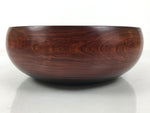 Japanese Lacquer Wooden Kashiki Snack Bowl Vtg Kashibachi Brown Red Grain L533
