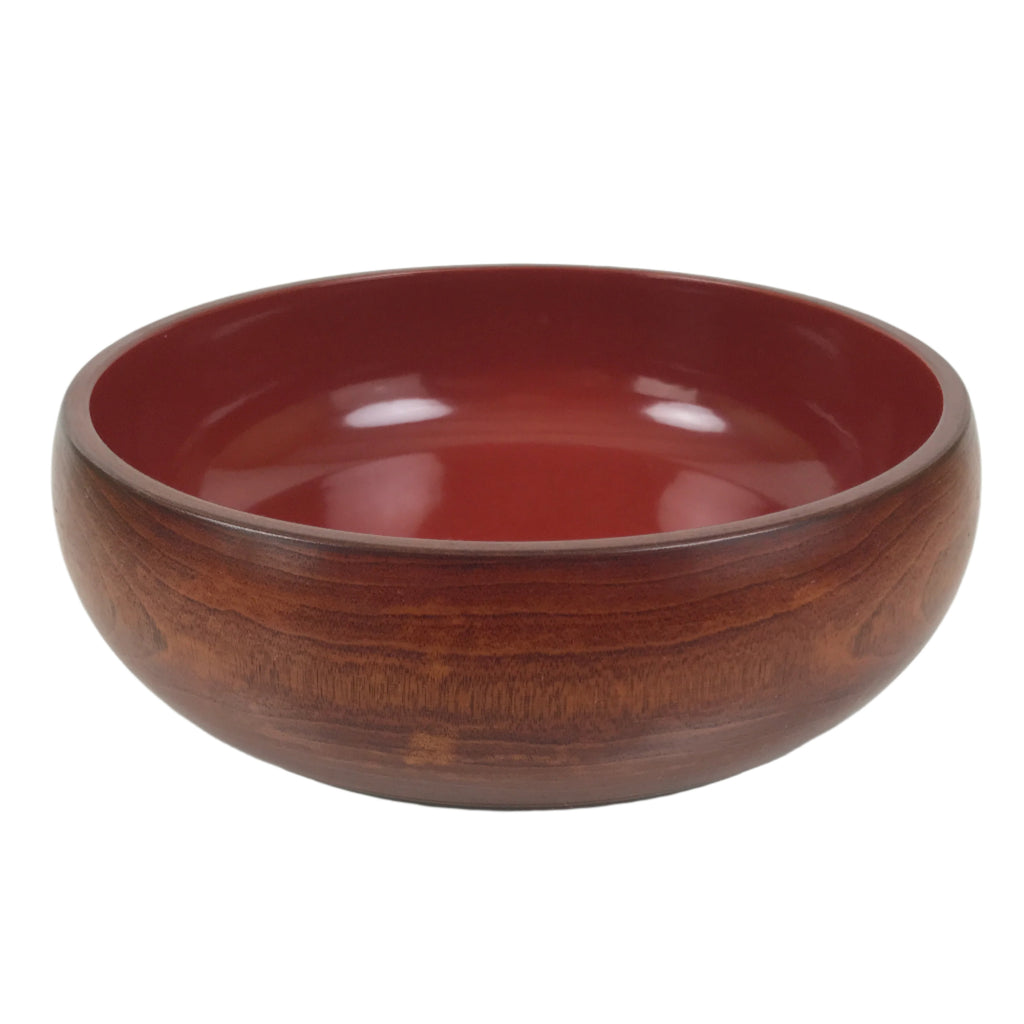 Japanese Lacquer Wooden Kashiki Snack Bowl Vtg Kashibachi Brown Red Grain L533