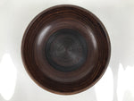 Japanese Lacquer Wooden Kashiki Snack Bowl Vtg Kashibachi Brown Ring Grain L523