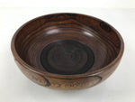 Japanese Lacquer Wooden Kashiki Snack Bowl Vtg Kashibachi Brown Ring Grain L523