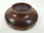 Japanese Lacquer Wooden Kashiki Snack Bowl Vtg Kashibachi Brown Ring Grain L523