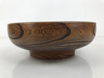 Japanese Lacquer Wooden Kashiki Snack Bowl Vtg Kashibachi Brown Ring Grain L523
