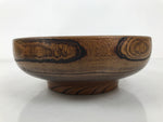Japanese Lacquer Wooden Kashiki Snack Bowl Vtg Kashibachi Brown Ring Grain L523