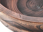 Japanese Lacquer Wooden Kashiki Snack Bowl Vtg Kashibachi Brown Ring Grain L529
