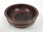 Japanese Lacquer Wooden Kashiki Snack Bowl Vtg Kashibachi Brown Ring Grain L529
