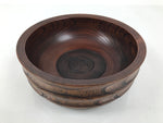 Japanese Lacquer Wooden Kashiki Snack Bowl Vtg Kashibachi Brown Ring Grain L529