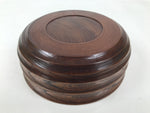 Japanese Lacquer Wooden Kashiki Snack Bowl Vtg Kashibachi Brown Ring Grain L529